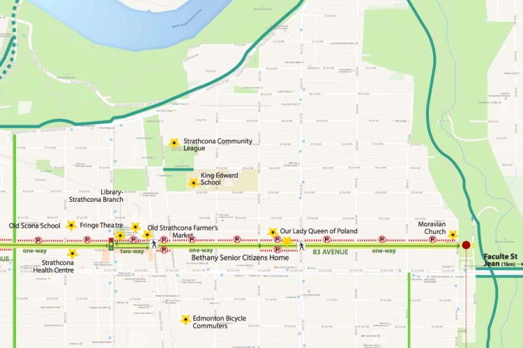 83 Avenue (Stratchona) Bike Route